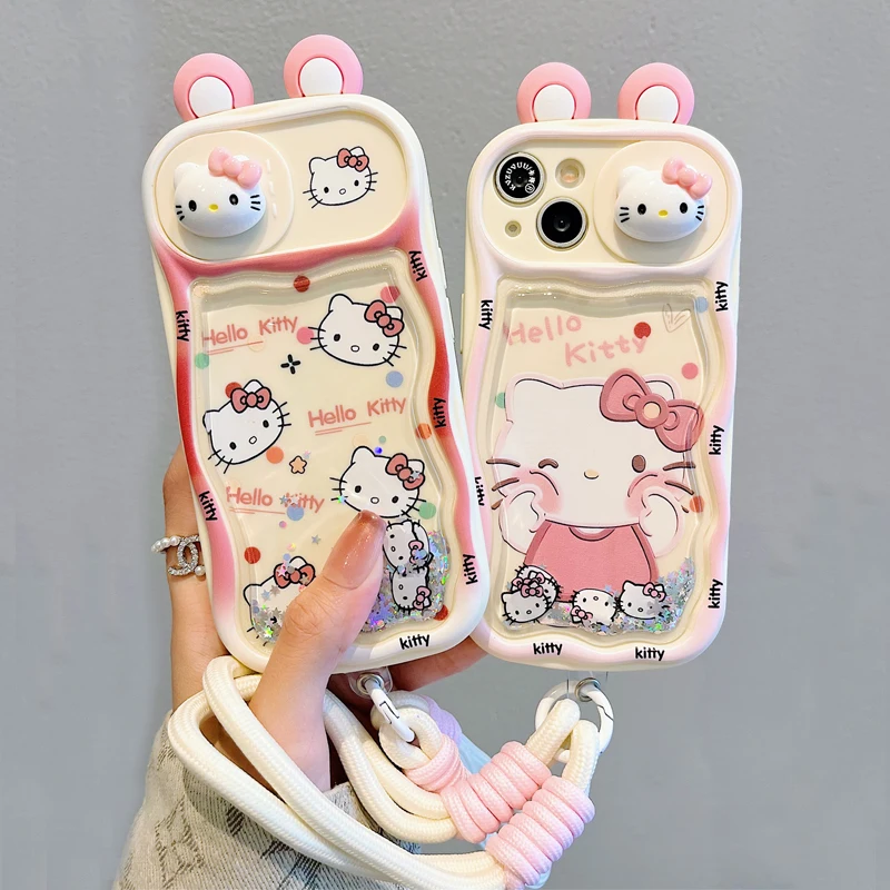 Sanrio Hello Kitty Apple 16 Mobile Phone Case Iphone15Promax Three-Dimensional 13 Cartoon 14Pro All-Inclusive Mobile Phone Case