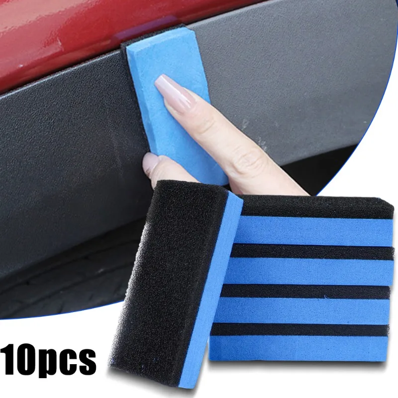 10X Car Sponge Block Cleaning Wax Polish Pad Tool Car Sponge Black Blue Double-Sided Sponge Hand Sanding Block Automotive Care