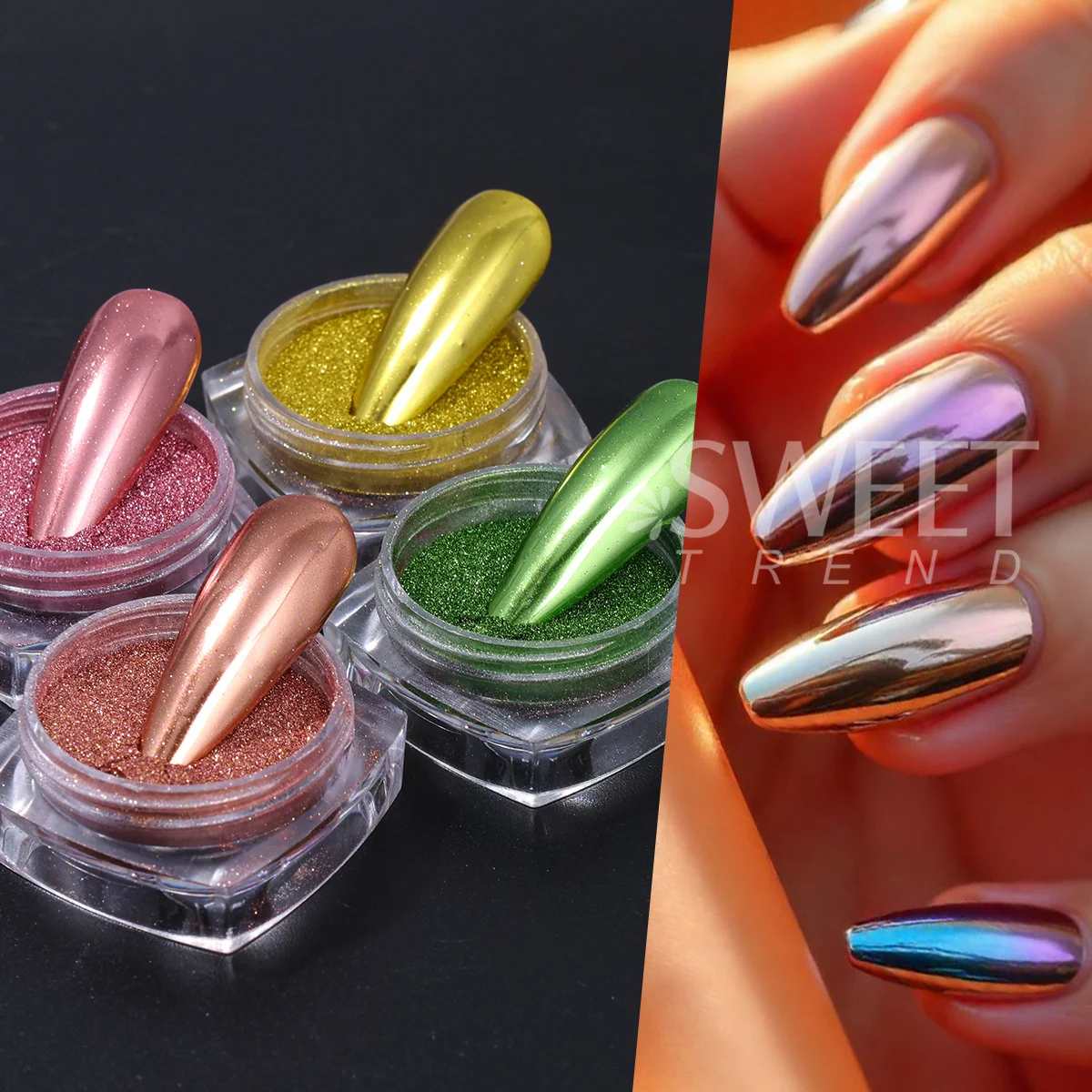 45 colori specchio magico in polvere per unghie con pennello metallico Y2K cromo sfregamento polvere decorazione fai da te fascino flash manicure parti scintillanti
