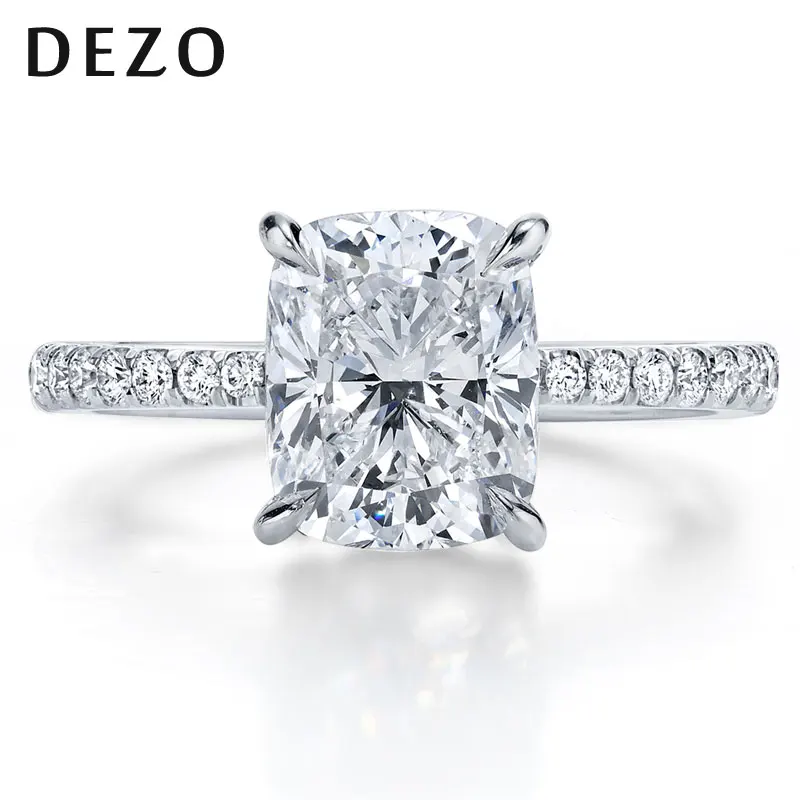 

DEZO Cushion Cut Moissanite Engagement Rings For Women 4.0ct 925 Sterling Silver Anniversary Fine Jewelry