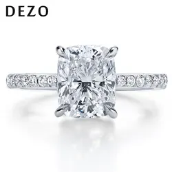 DEZO Cushion Cut Moissanite Engagement Rings For Women 4.0ct 925 Sterling Silver Anniversary Fine Jewelry