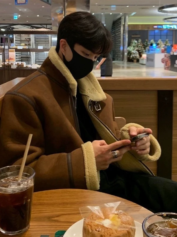 

Мужское зимнее пальто из овечьей шерсти с флисовой подкладкой, средней длины, утепленное, повседневное, на молнии