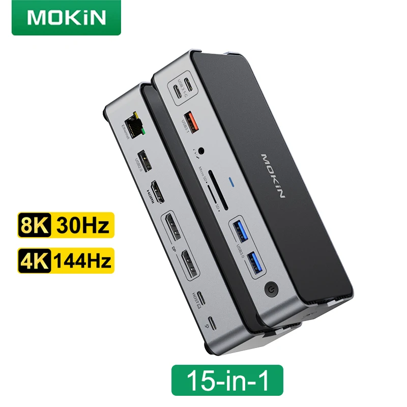محطة إرساء MOKiN USB C 4K HDMI,USB3.1,DP,Ethernet,SD&TF,Audio,محول PD 100W لجهاز MacBook/Dell/HP/Lenovo usb لمحور 10Gbps #1