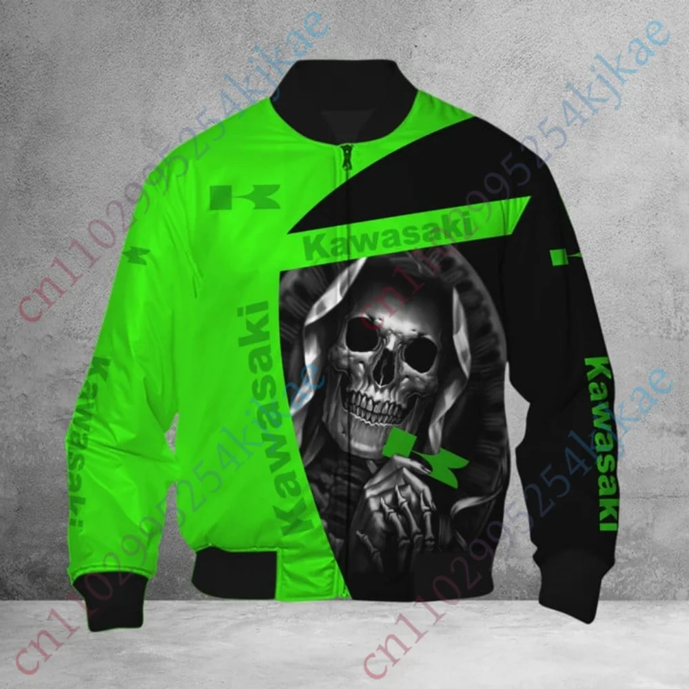 

New Kawasaki Jackets Winter For Men Clothing Lightweight Bomber Jacket Harajuku Baseball Uniform Hip Hop Windbreaker Thick Coat
