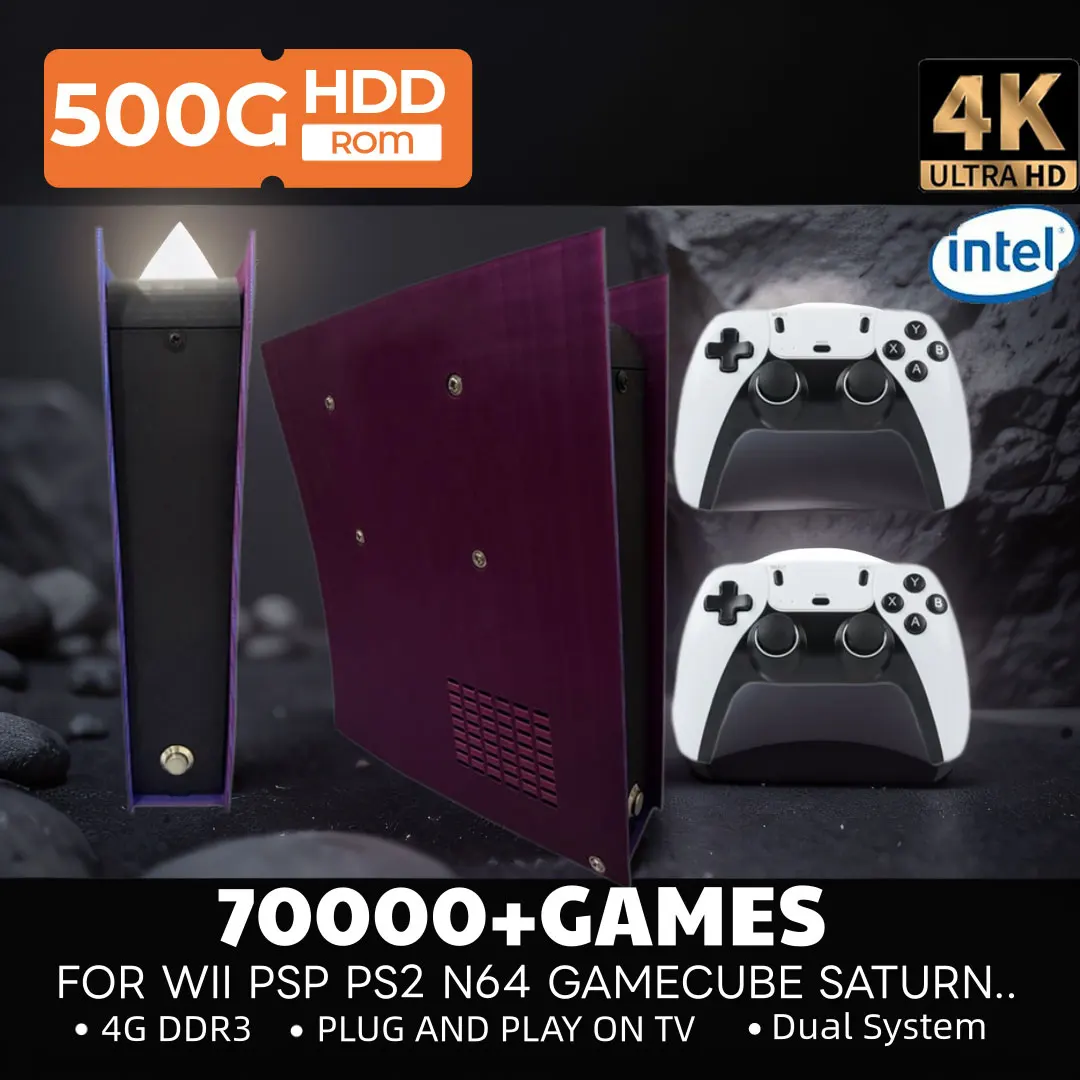 

G11 retro game console 500G HDD Built-in 70000+game 4K high-definition output 60+emulator FOR XBOX WII Wireless Controller