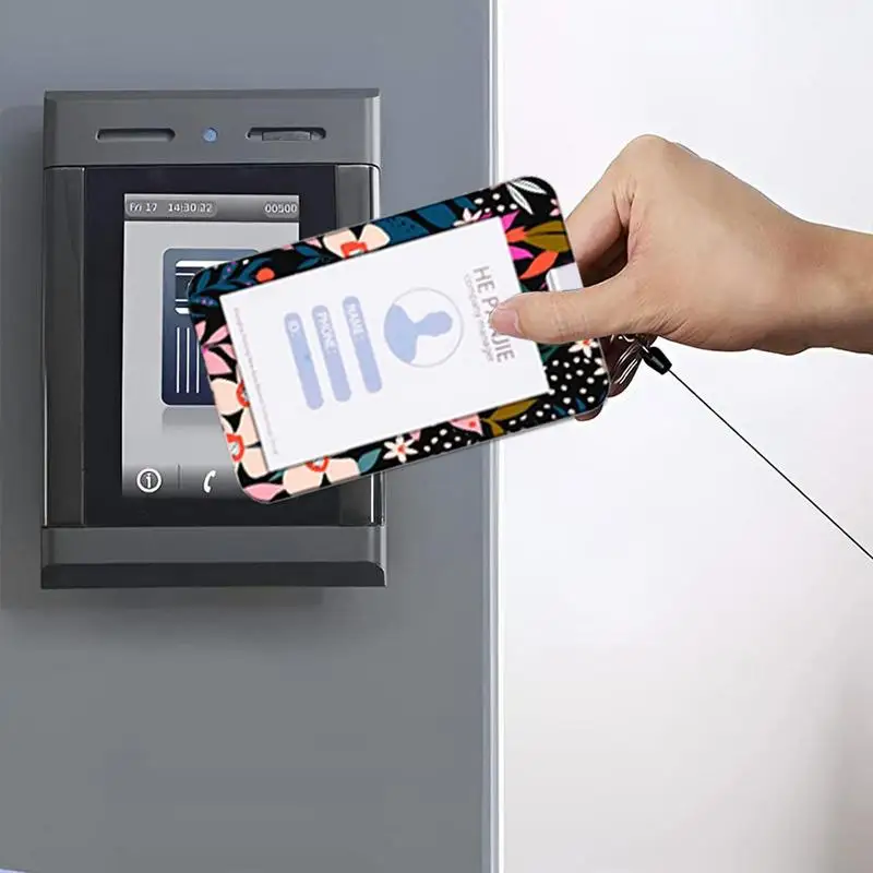 Identity Card Holder Flower Print Card Sleeve With Retractable Reel Belt Clip Badge Sleeve With Lanyard For Driver's Licenses