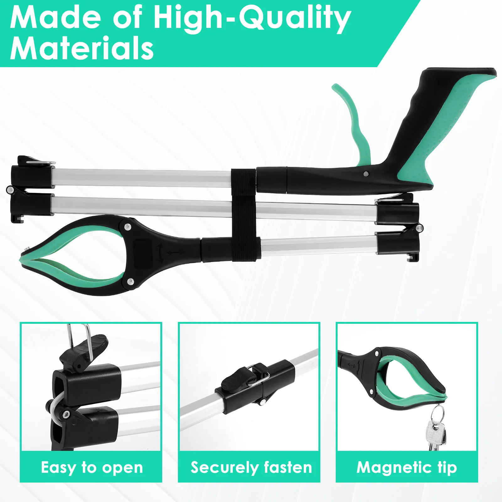 Foldable Gripper Extender Garbage Picker Gripper with 360 ° Rotating Clip Hand Tools Litter Reachers Pickers with Non-slip Jaws