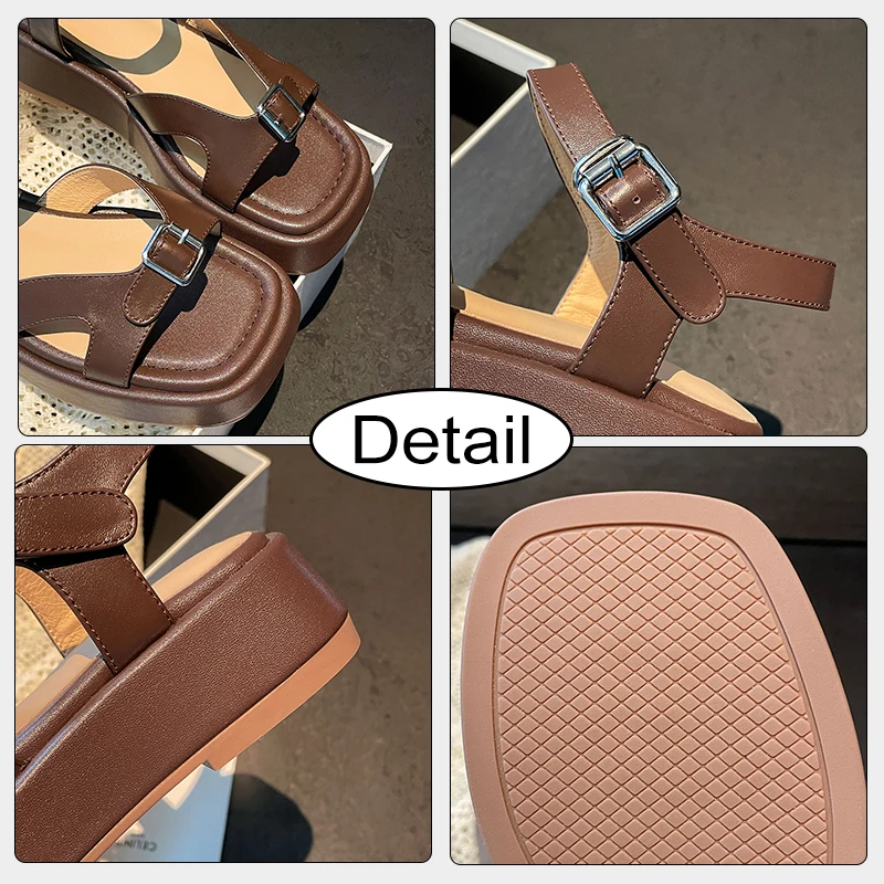 JOZHAMTA Size 35-40 Women Wedges Sandals Suede Gladiator Mid Heels Summer Platform Shoes 2025 Ins Fashion Daily Beach Dress