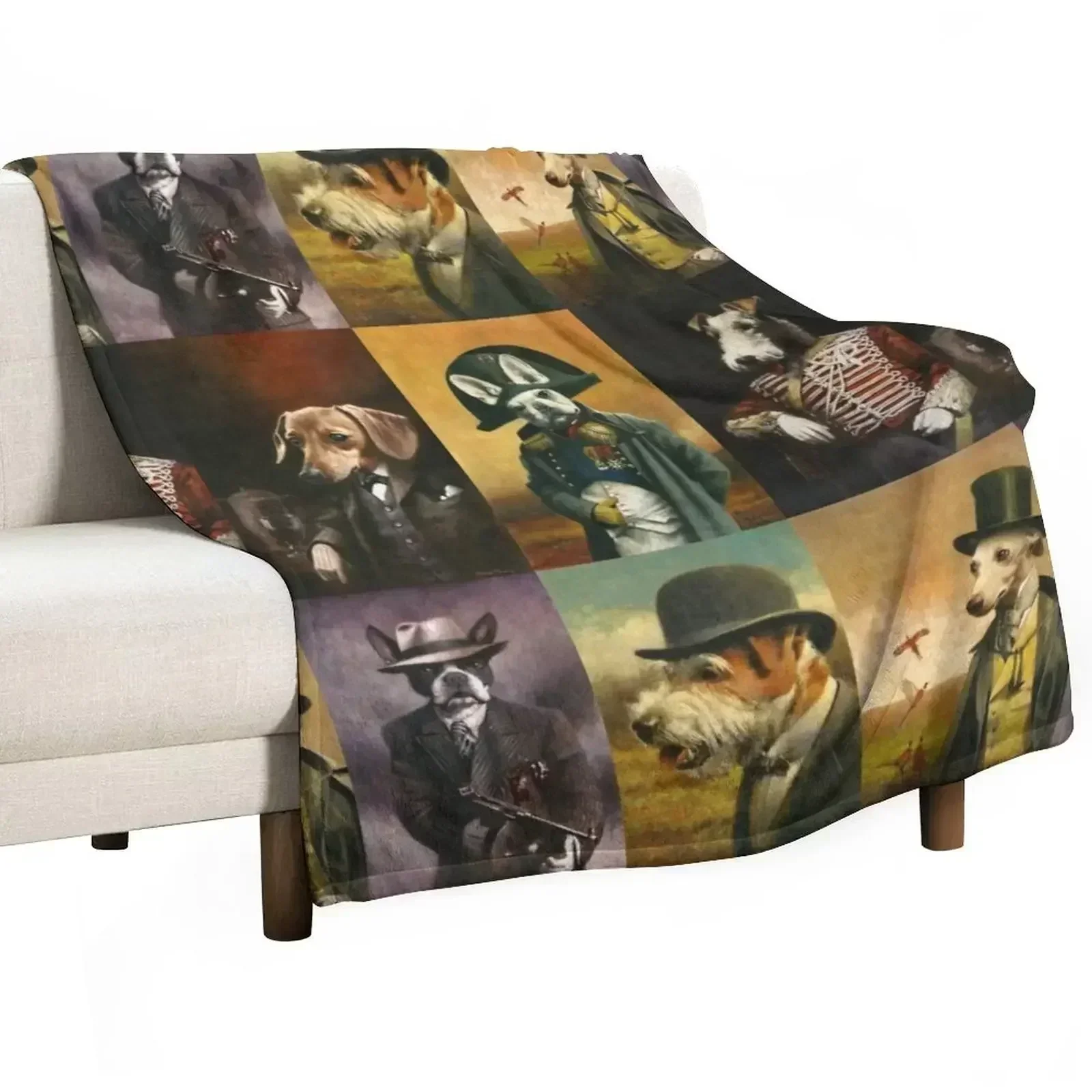 Dog Breeds Historical Characters Throw Blanket Retros Soft Big Blankets