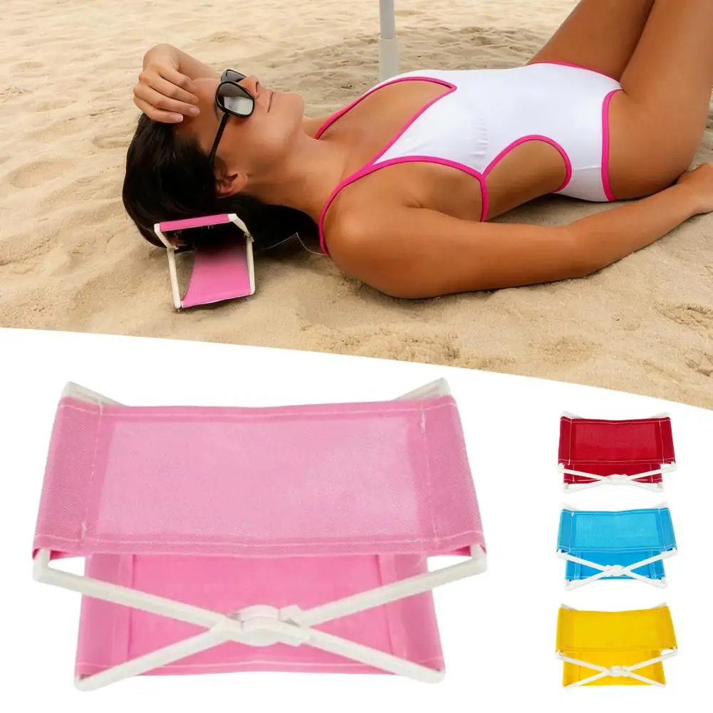 Travel Beach Lounger Headrest Outdoor Folding Beach Pillow Portable Lightweight X-Frame Collapsible Head Support Headrest
