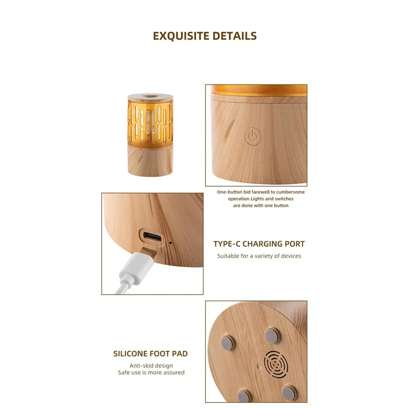 เครื่องพ่นอโรมาเธอราพีขนาดเล็กสำหรับใช้ในบ้านไร้เสียงห้องนอนบรรยากาศแสงเทียนเครื่องพ่นอโรมาเธอราพี