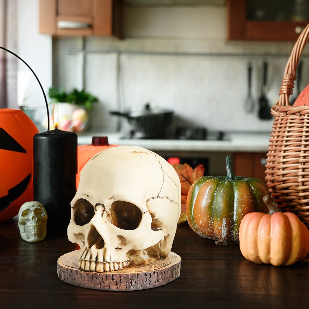 Rak penyimpanan pisau dapur horor, rak meja Resin atas tengkorak pemegang pisau dekorasi kerangka untuk pesta Halloween menakutkan