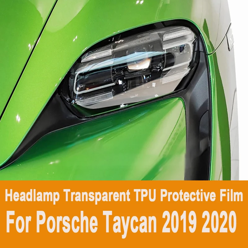 

2 шт. Защитная пленка для передних фар Porsche Taycan, прозрачная мягкая пленка из ТПУ, декоративная накладка на фары, автомобильная наклейка