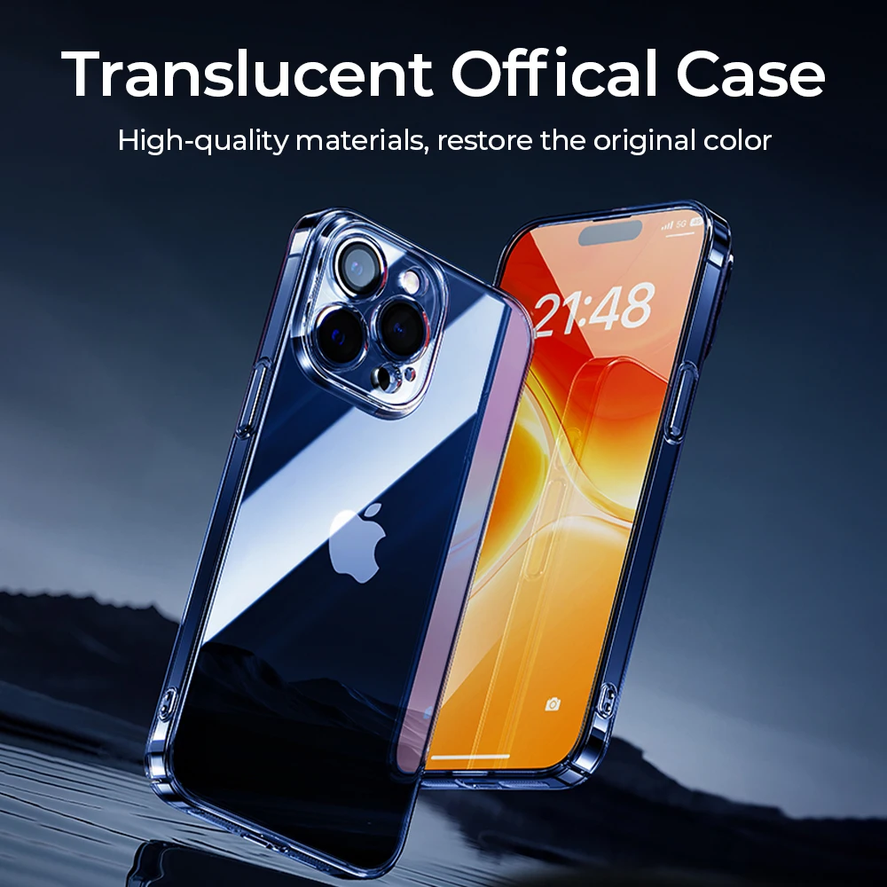 Joyroom Case For iPhone 15 14 Pro Max Case Crystal Transparent Back PC+TPU Anti-Yellow Full Lens Cover For iPhone 13 Pro Max