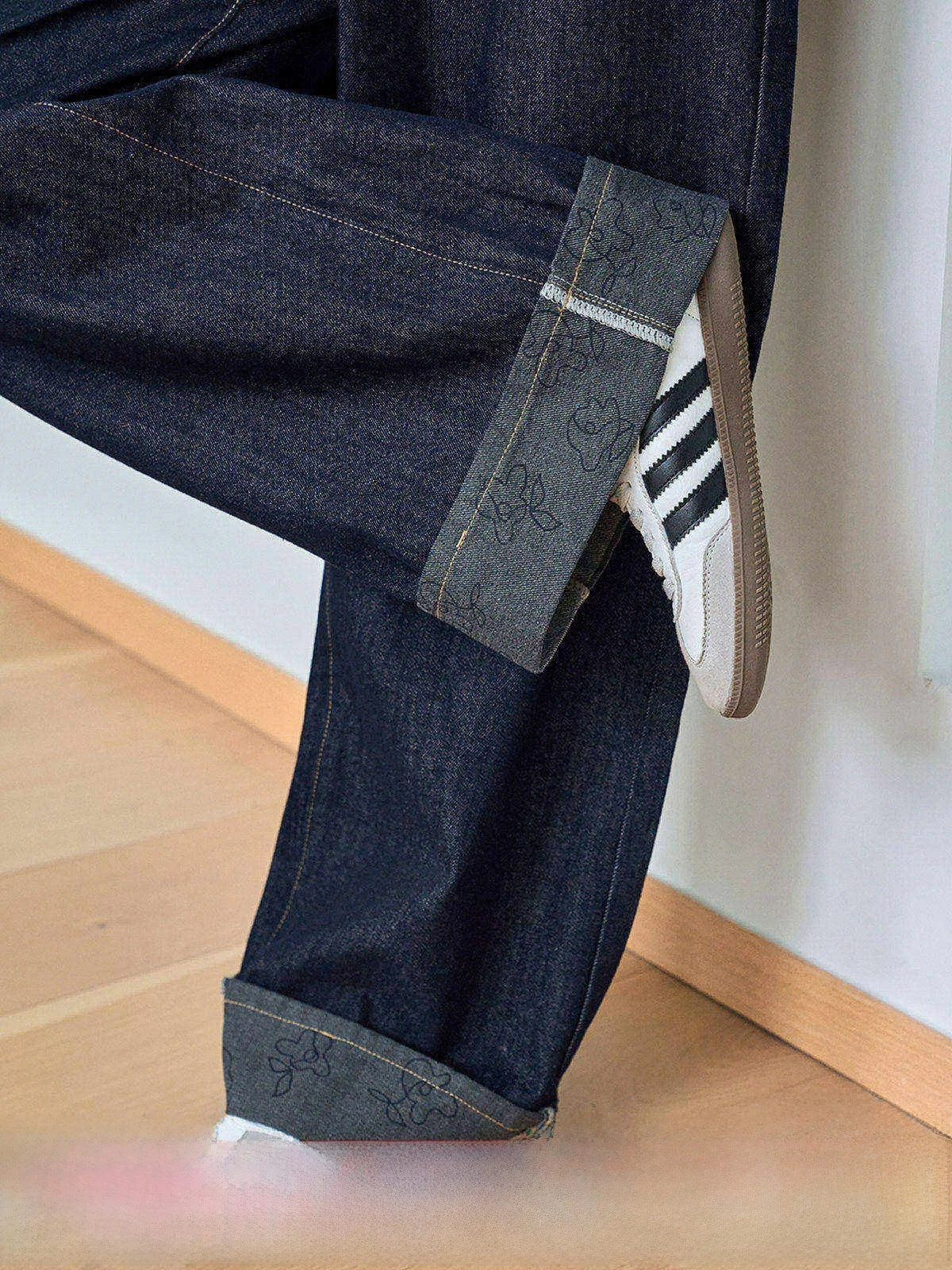 

Deep Blue High Waist Wide Leg Jeans Women's Loose Slim Straight Long Pants Commute Style Water Washed Ladies Premium Jeans