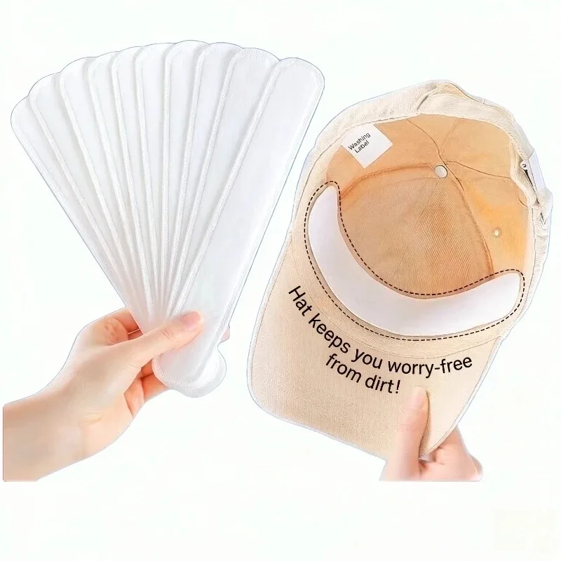 50pcs Adjustable Disposable Hat Sweat Pad Absorbent Cotton Hat  Sweatband Visor Hats Reducer Adhesive Sweat Absorbing Strips Pad