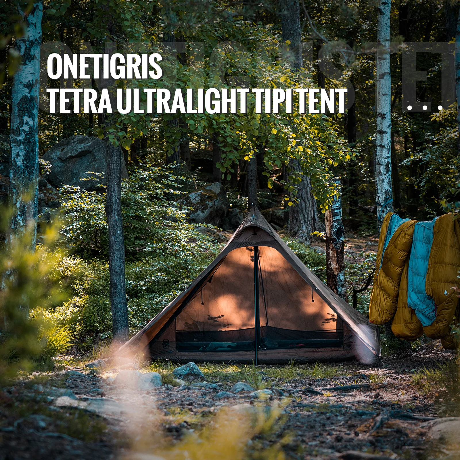 

OneTigris TETRA Camping Tent 1-2 Person 3000mm Waterproofed Lightweight Backpacking Tipi Tent | Inner Mesh Tent Option Available