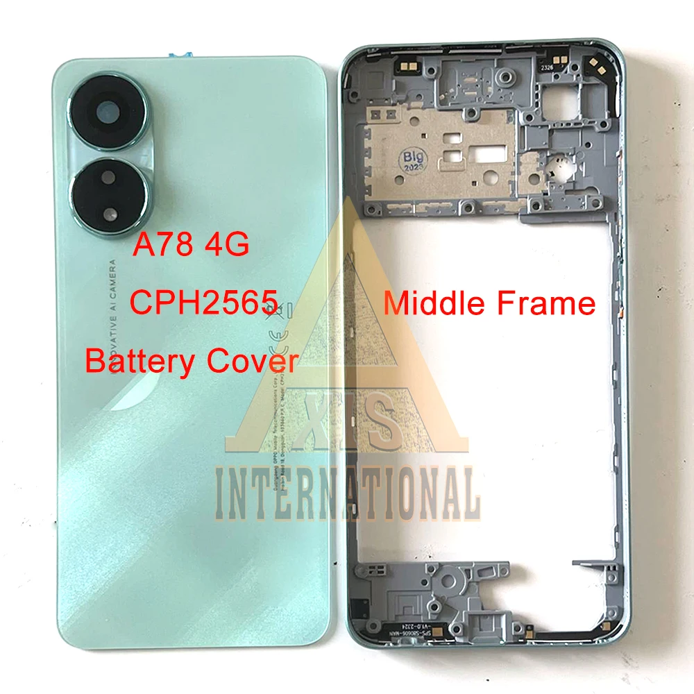 6.43\'\' Grade AAA For Oppo A78 4G CPH2565 Battery Cover A78 4G Back Case For Oppo A78 4G Back Cover Middle Frame+Sticker