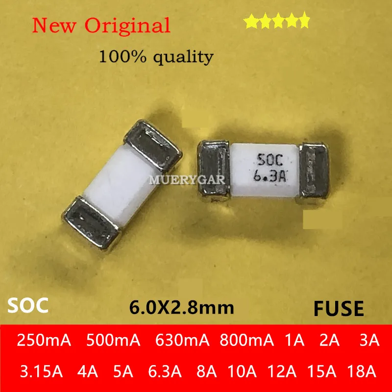 (10-200 pieces/lot)100%New  Ceramic quick-break fuse  SOC   2A   5A    6.3A   8A   10A   SOC  5A   SOC  6.3A 6.0X2.8MM