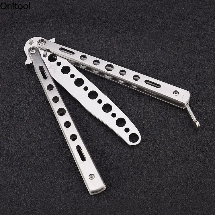 Portable Folding Uncut Butterfly Knife Outdoor Tool Stainless Steel Practice Knife No Cutting Edge Training Knife Practice Tools