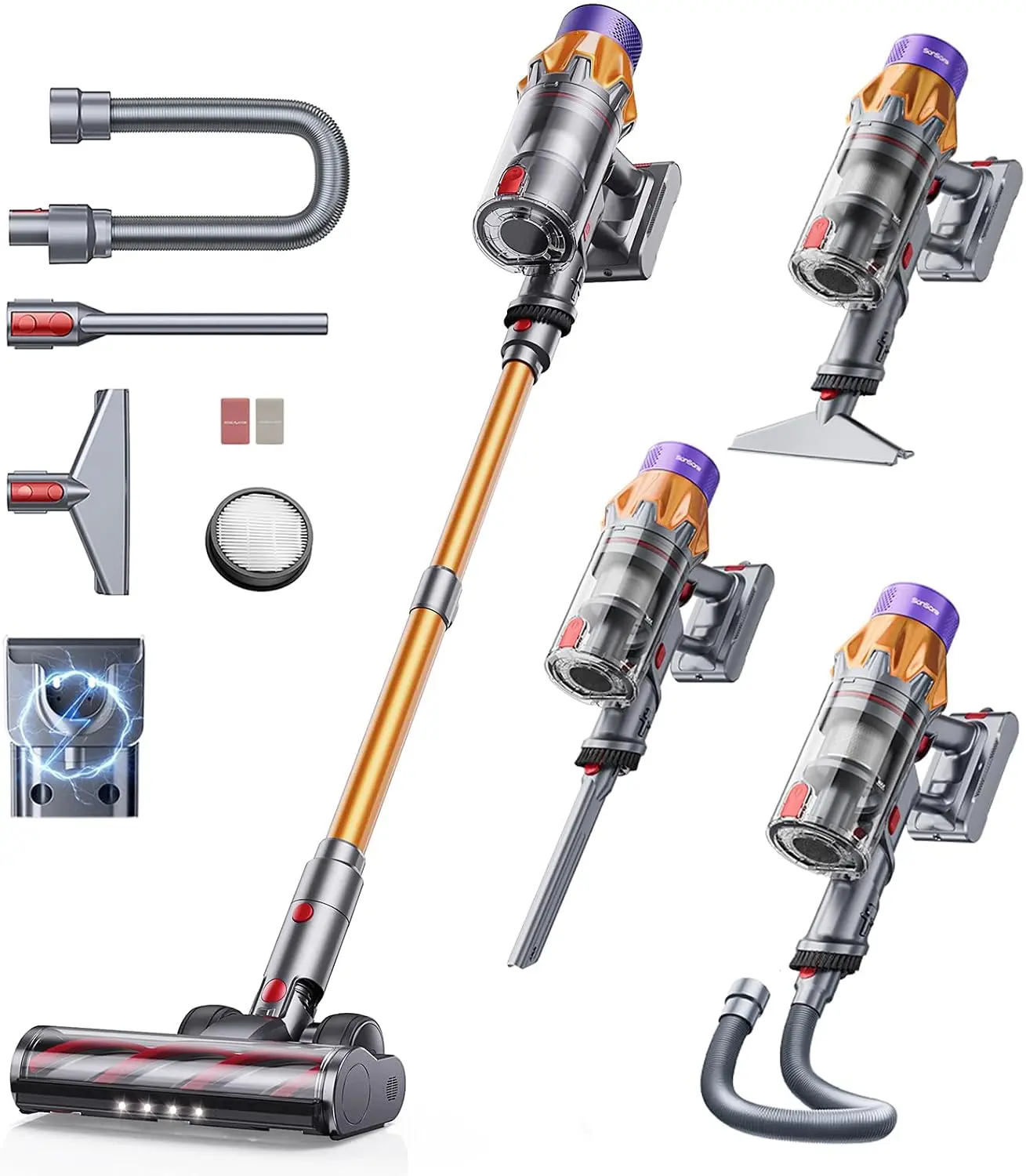 Cordless Vacuum Cleaner 650W 55KPA 70Mins Self Standing Touch Screen Anti Tangle Home Carpet Hardwood Pet Hair X7A Pro