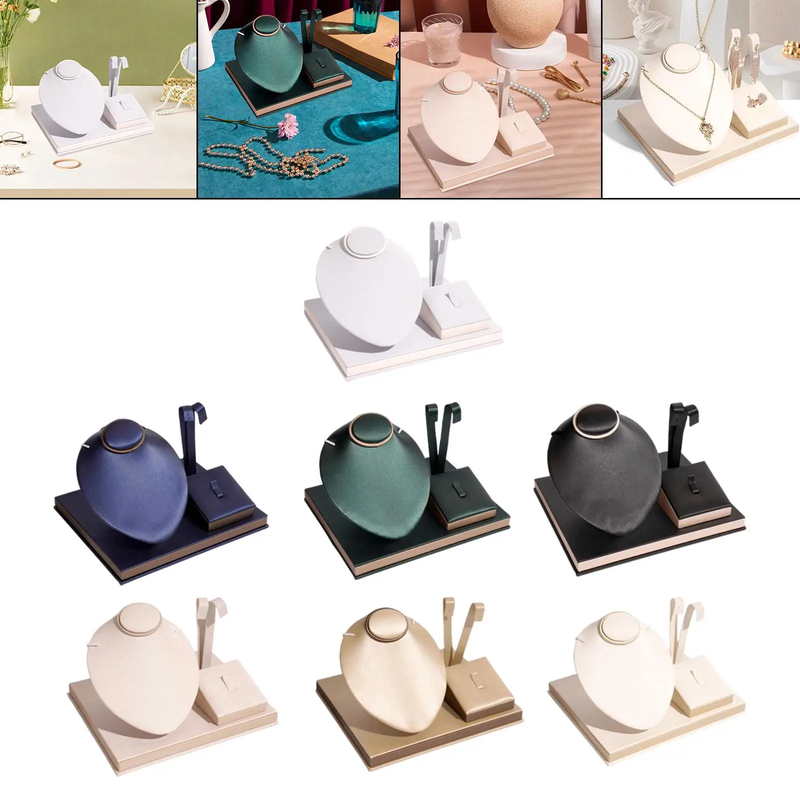 

Jewelry Display PU Leather Jewelry Bust/mannequin Necklace Earrings Ring Display Stand for Desktop
