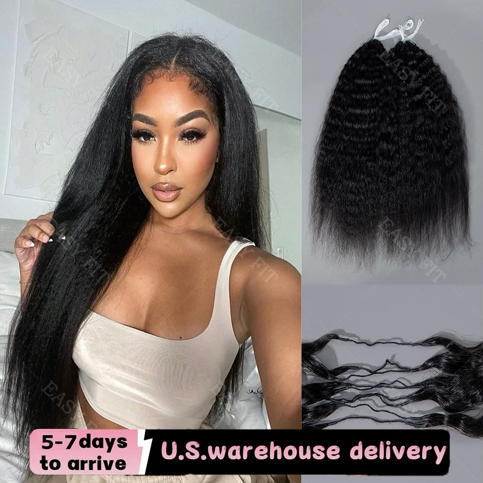 

Наращивание волос 12A Kinky Straight Feather Crochet, 100% натуральные человеческие волосы, без узлов, предварительно разделенные, для женщин, бразильские.