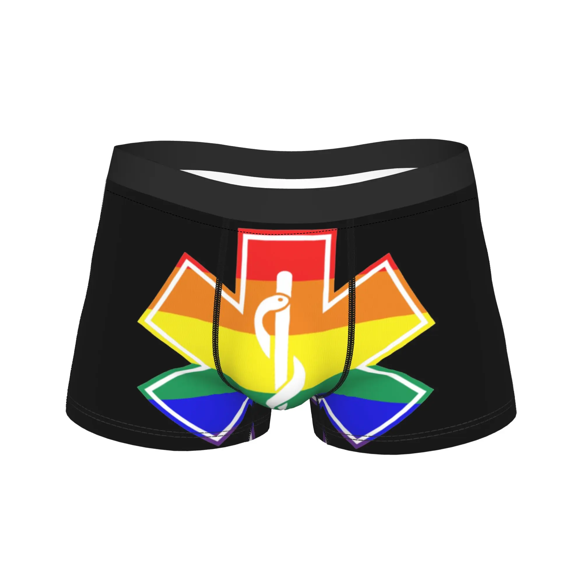 

Шорты-трусы с принтом «Радужный флаг и Звезда жизни», удобные мужские трусы-боксеры с принтом, большие размеры