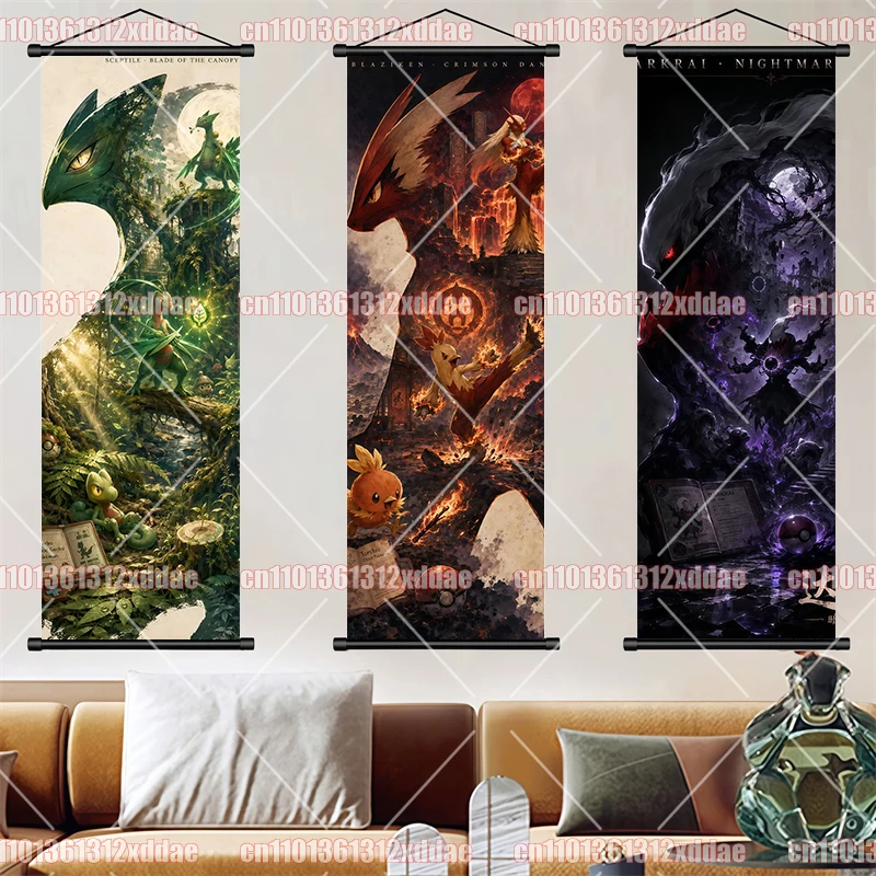 High-quality Pokémon Anime Scroll Art ARceus Darkrai Gyarados Eevee Arcanine Snorlax Ampharos Art Poster Children's Holiday Gift - view 4