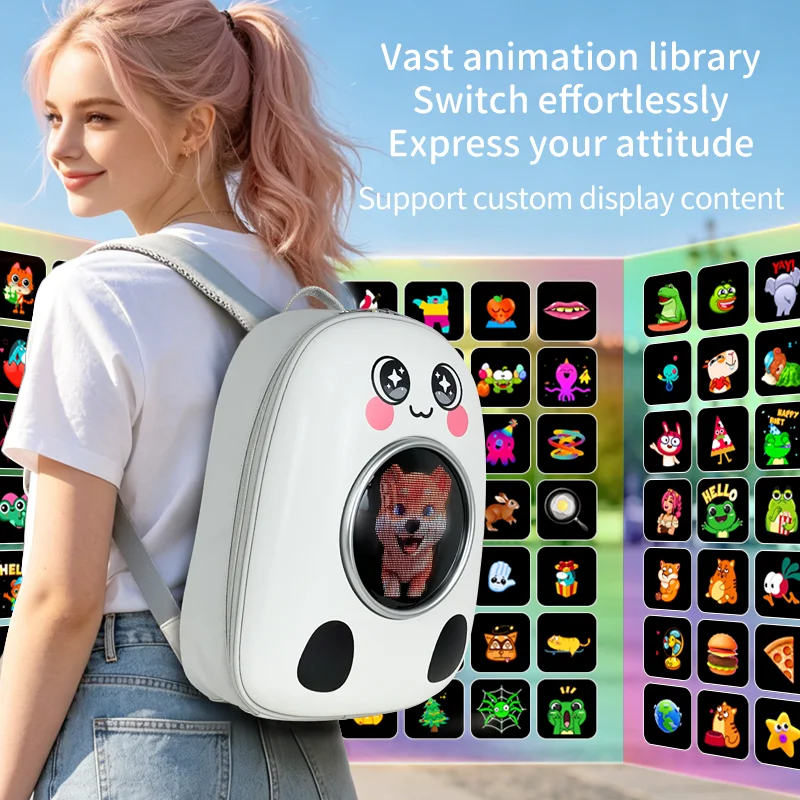 SXMA N3 LED Display Backpack Smart DIY Laptop Locomotive Luggage Bag Outdoor Motorcycle Cycling Rucksack for Camping Travelling
