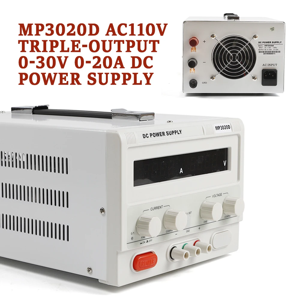 

DC Power Supply Adjustable 0-30V 0-20A Lab DC Regulated Bench Power Supply Regulated Variable