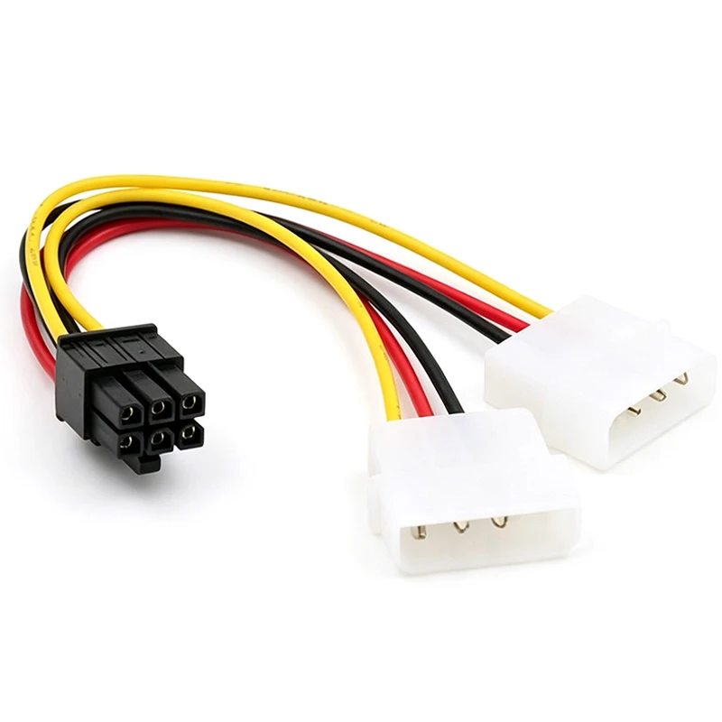 1PC Dual 4Pin IDE to 6Pin PCI Express Graphics Card Power Supply Cable Adapter