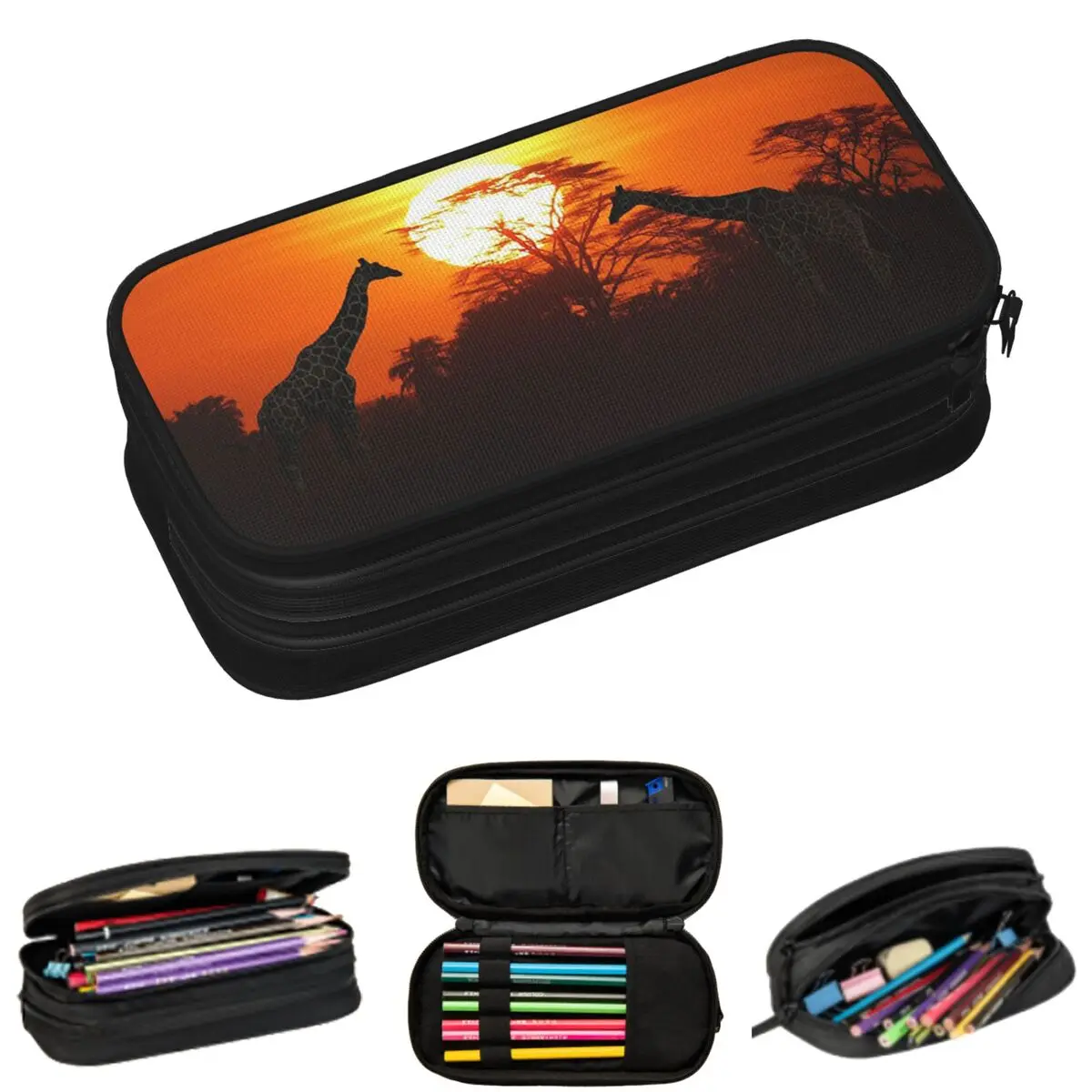

Пеналы с милым принтом жирафа в африканском стиле для студентов, подарочные пеналы-коробки, пеналы-косметички большой вместимости