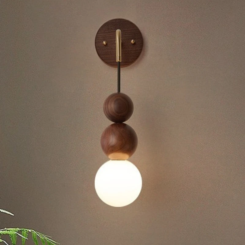 Antyczna Lampa Wisząca i Ścienna w Japońskim Stylu, Luksusowa, z Sznurkiem, Orzechowa, Miedziana, do Salonu, na Ścianę Tła, do Sypialni, Korytarza