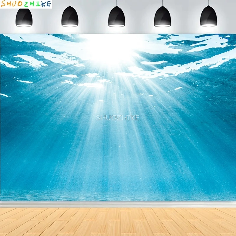 

Underwater Scene Showcasing Coral Photography Backdrops Sunlight Shining Water Fishes Rays Ocean Reef Photo Background OE-05