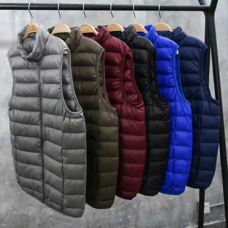 Light and Thin Down Jacket Men\'s Vest Casual Warm Loose Inside and Outside Wear Autumn and Winter Basic Vest Mens Jacket