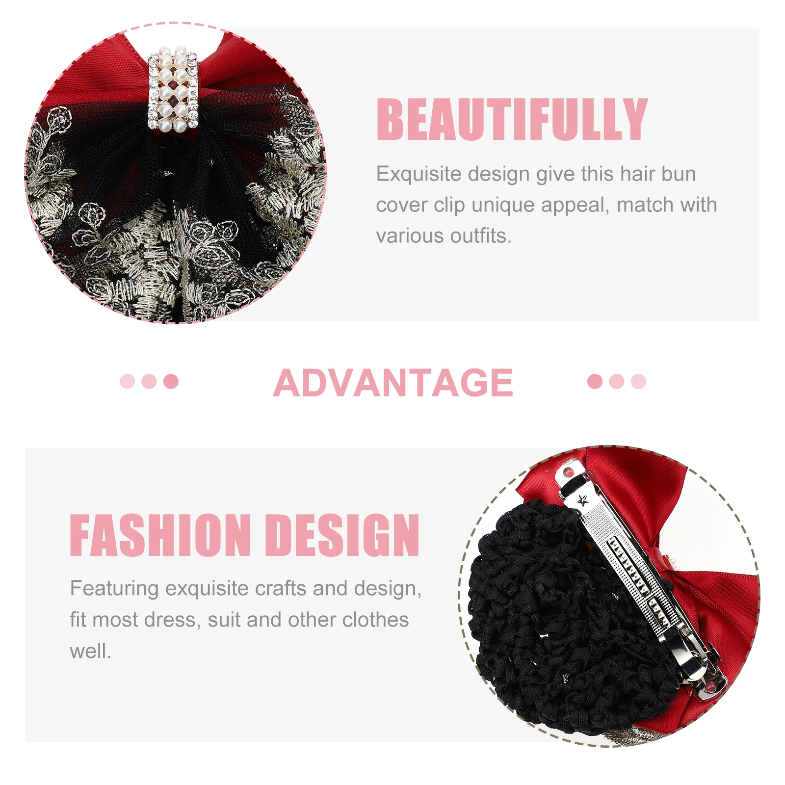 

Elegant Bun Cover Bowknot Net Barrette Clip For Women Lightweight Durable Work Hair Accessories Bun Hairnet Clip Easy To Use