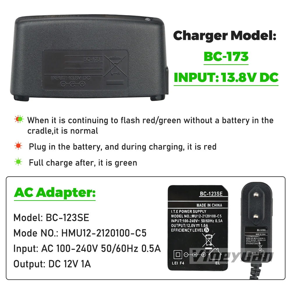 BC-173 Desktop Charger for Icom IC-M2A IC-M2 IC-GM1600 IC-M32 IC-M31 IC-M32 IC-M33 IC-M34 IC-M35 BP-224 BP-252 Battery Charger