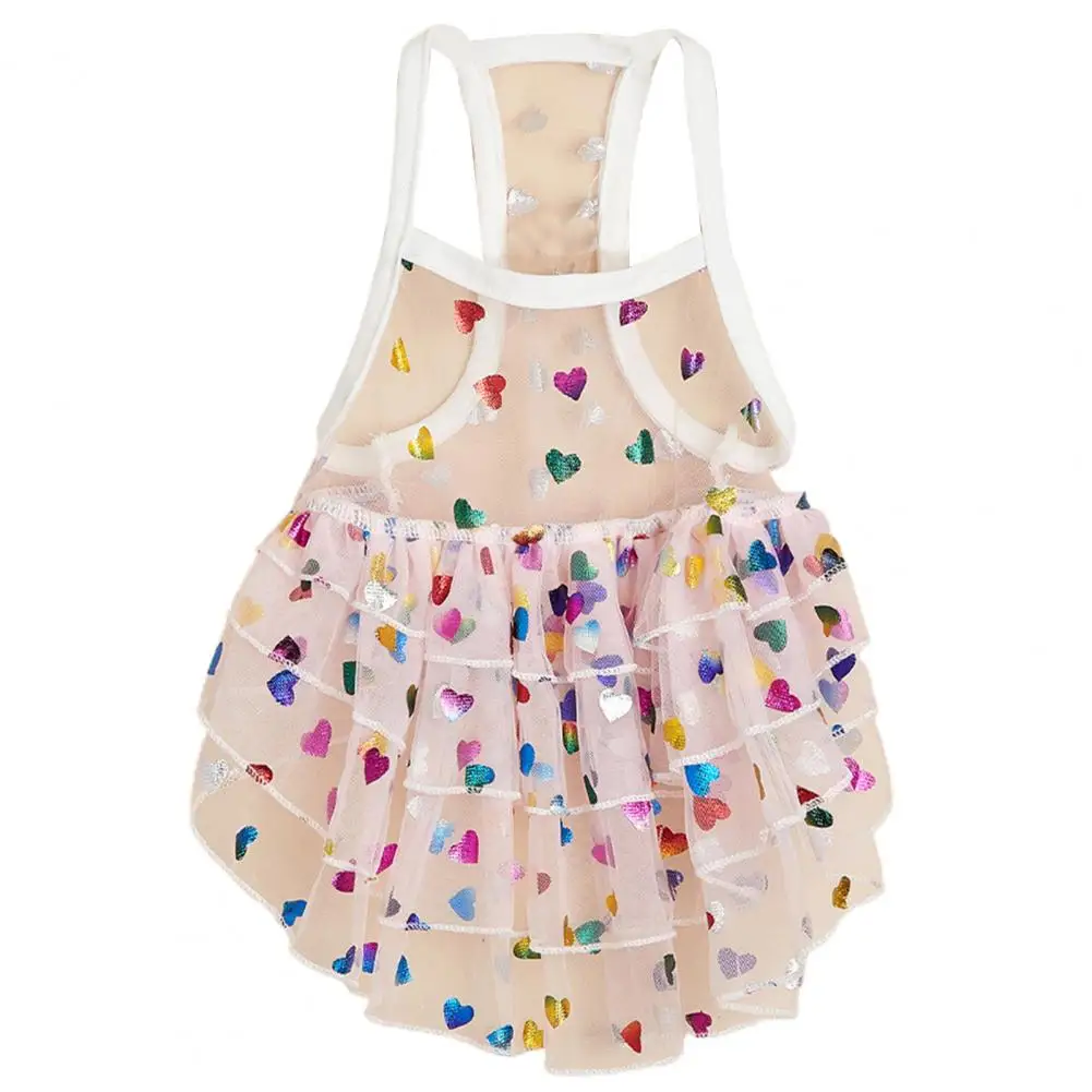 Pet Apparel  Spaghetti Straps   Puppy Dress Small Dog Cat Thin Printed Mesh Skirt