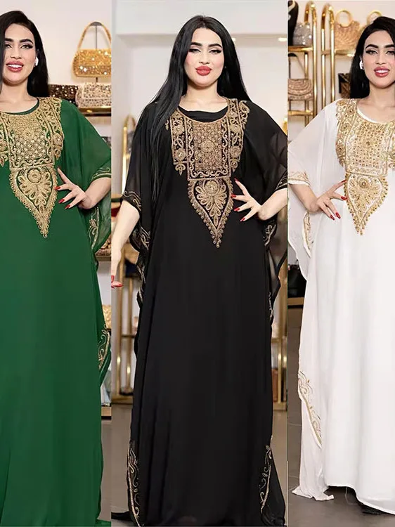

rican Middle East Cross Border plus Size Women's Dr Ebay Best Selling Embroidered Lace Long Robe Ethnic Stage Costume