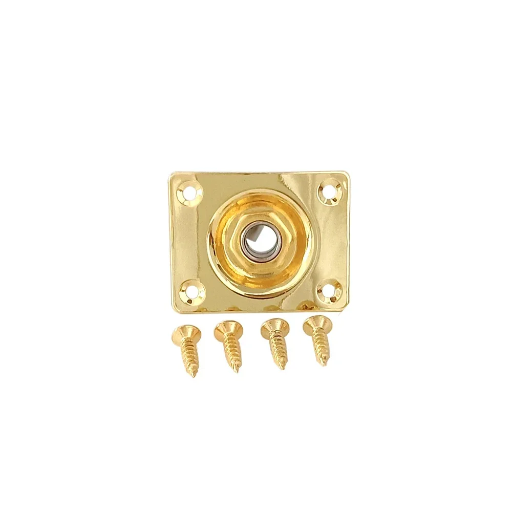 Rectangle Style Plate Guitar Bass 1/4 Output Input Jack Socket for Electric Guitar Black Gold Chrome Guitar Parts