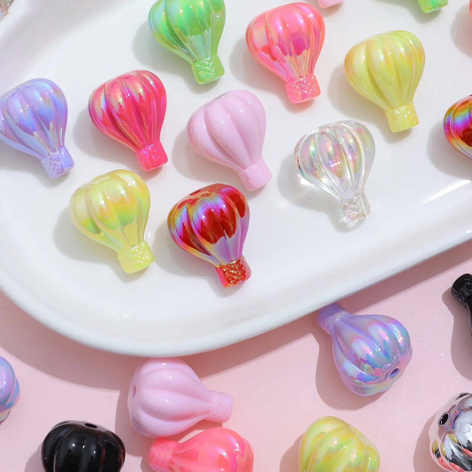 2/5/10pcs UV plated color vertical hole hot air balloon beads hand-painted base DIY mobile phone chain keychain material accesso