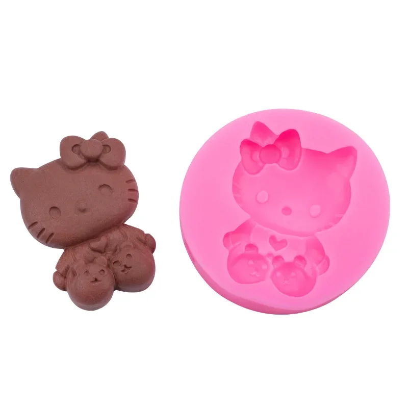 Hello Kitty Cake Mold Cartoon Cute Silicone Baking Accessories DIY Chocolate Cake Mould Kitchen Handmade Decorations Baking Tool