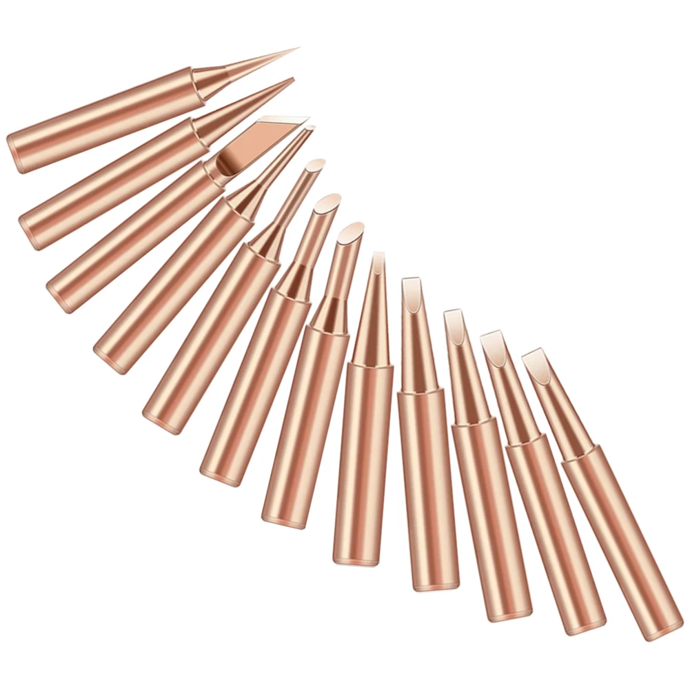 

12Pcs 900M-T Pure Copper Soldering Iron Tip Lead-free Solder Tips Welding Head Soldering Tools For 936 Rework Station