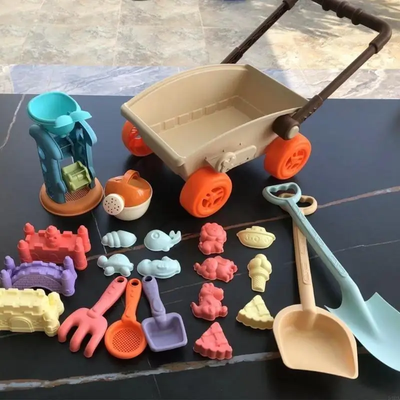 54DA เล่นชายหาด Sandpit ของเล่นสำหรับเด็กทรายหิมะแม่พิมพ์เครื่องมือ Sandcastles อาคารประติมากรรมของเล่นรถเข็น Shovel Rake