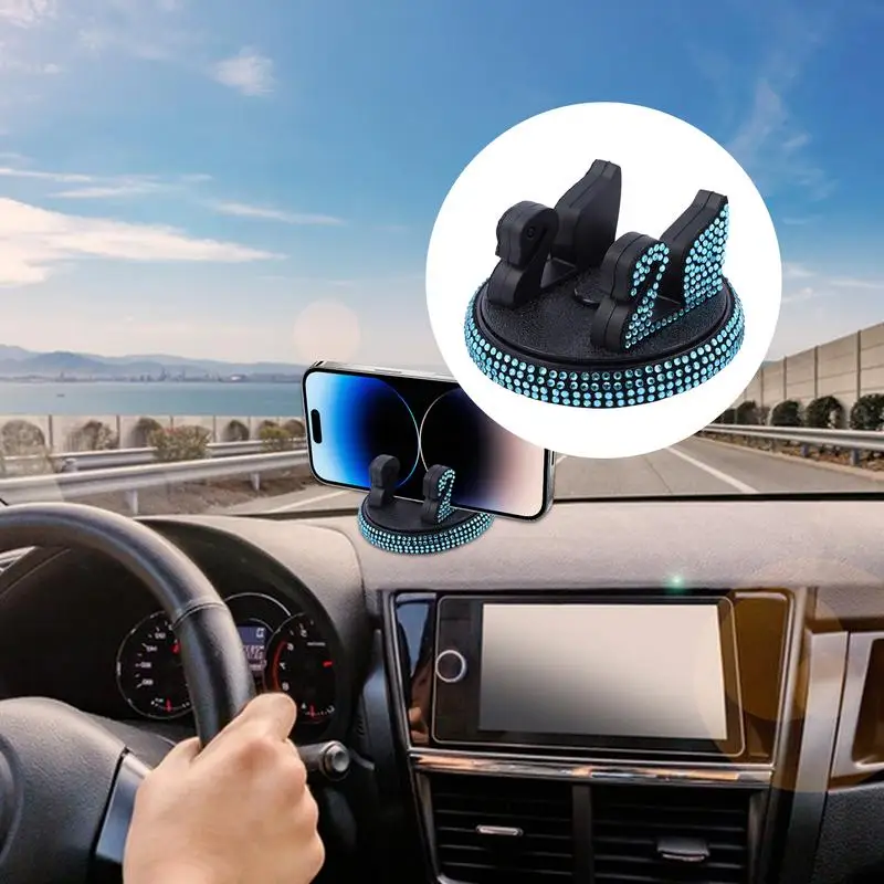 Car Phone Holder Phone Mount For Car Dashboard Non-Blocking Car Phone Holder Non-Slip Bling Car Accessories For Most Car Modes