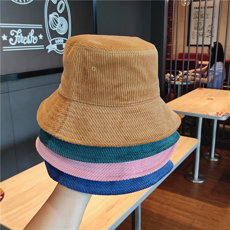 Bucket Hat For Women Men Autumn Winter Corduroy Keep Warm Solid Color Fisherman Cap Street Hip Hop Sunshadeofficial Website New