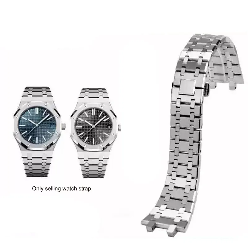 

For Audemars Piguet Royal Oak 15400 15710 High Quality Stainless Steel with Concave-Convex Interface Silvery Watch Strap 26mm