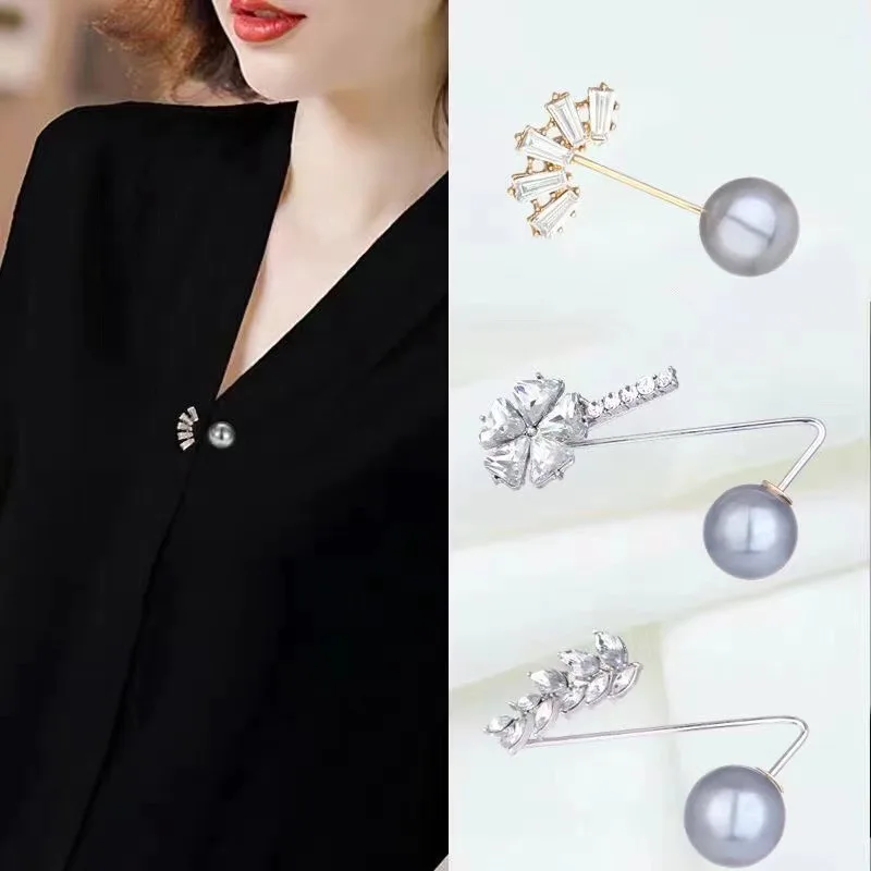 Anti-slip Brooch Low Neckline Shawl Clip Chest Button Corsage Waistline Pin Ornament Buckle Dress Accessory Badge Breastpin Gift