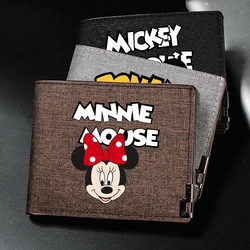 Disney Mickey Pattern Women Men Small Foldable Wallet Short Zipper Buckle Coin Pocket Tri-fold Card Holder Case Purse Bag